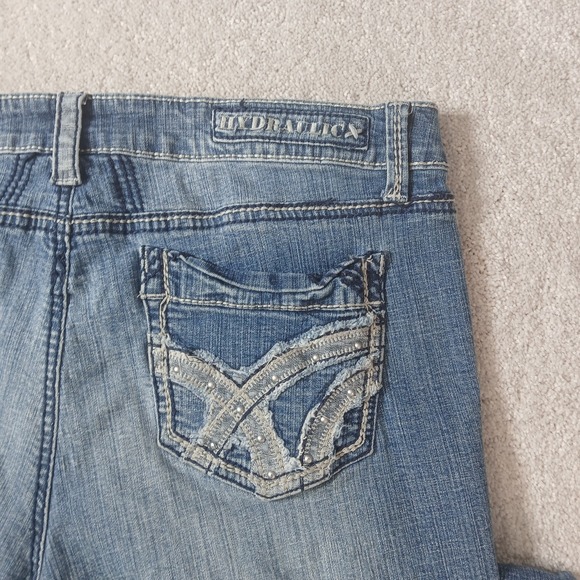 Hydraulic Lola Curvy Almost Bootcut Jeans Women 17/18 Blue Denim Distressed - Picture 14 of 15